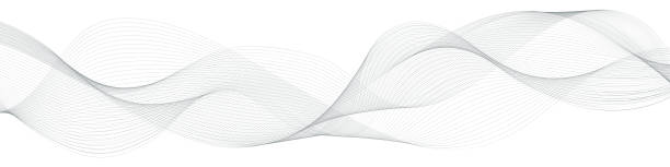 불복한 소용돌이 가루 가시. 회색 곡선 선입니다. 흰색 배경에 분리 된 공기 바람 베일 투명. 주파수 음파. 벡터 그림입니다. - s shape stock illustrations