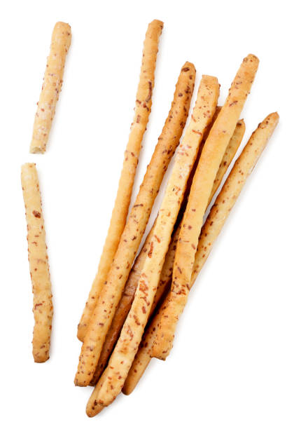 istock Grissini whole and halves on a white background, isolated. Top view 1346379474