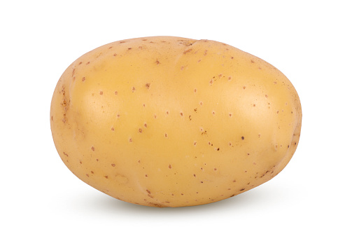 raw one potato isolated on white background