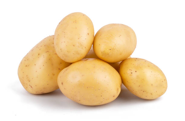 istock Group of potatoes isolated on white background close up 1346380725