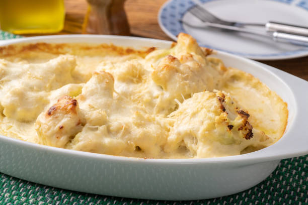 istock Gratin cauliflower with parmesan cheese in a white plate 1346383305