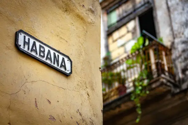 Photo of Habana street sign downtown Havana Cuba