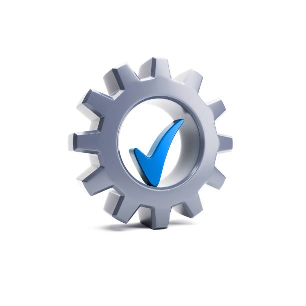 Small group of gears with their teeth engaged on a white background