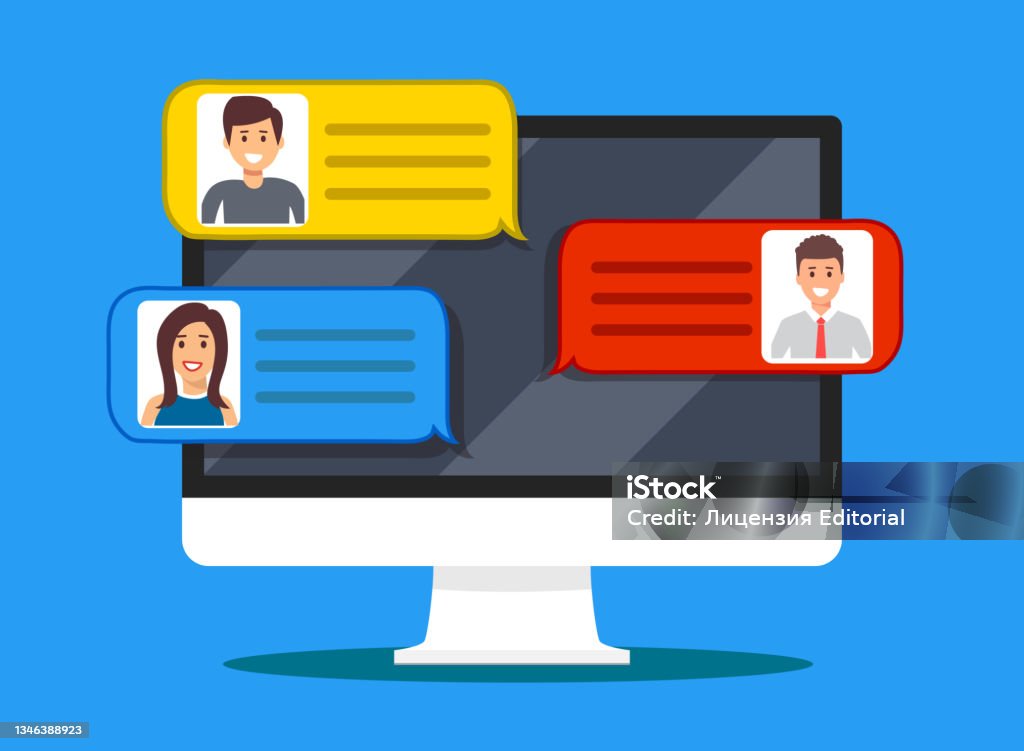Computer Message Graphic Computer Screen With Messages Appeared In Flat Style Stock Illustration ...