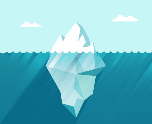 ilustrações, clipart, desenhos animados e ícones de iceberg no conceito de negócio do mar em estilo plano - iceberg ice mountain arctic