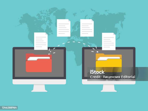 Transfer File Folder File Transfer Folder From Computer Pc To Other Computer Pc On World Map ...