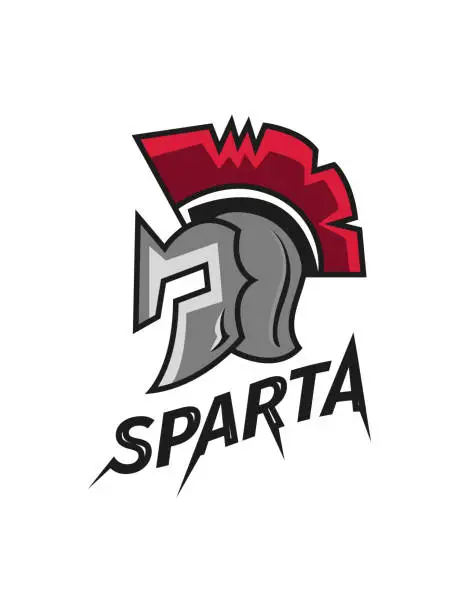 Vector illustration of Helmet logo or icon spartan warrior armor in cartoon comic style vector illustration