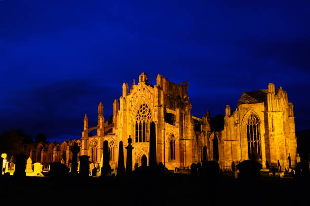 istock Melrose Abbey at night 1346391970