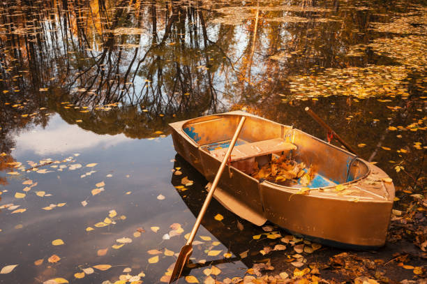 istock Golden wooden boat 1346395943