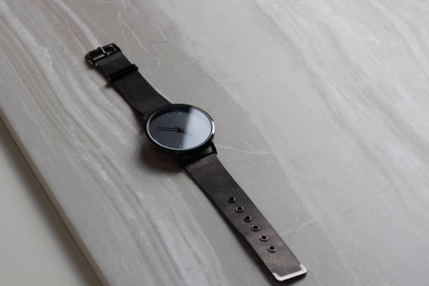 Black Watch on Grey Background stock photo