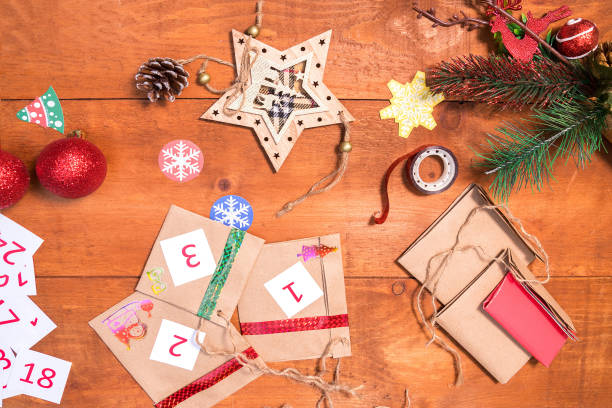 istock Step 12. Step by step photo instruction. DIY concept. How to make an Advent calendar. Merry Christmas. creative ideas for children. crafts for children. 1346397565