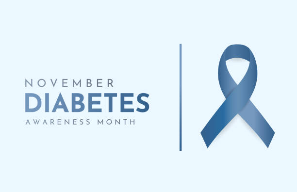 ilustraciones, imágenes clip art, dibujos animados e iconos de stock de tarjeta del mes de concientización sobre la diabetes, noviembre. vector - diabetes
