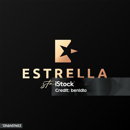 istock Estrella star design. Letter E on black background 1346401402