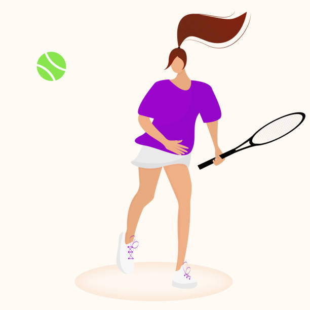 frau beim tennisspielen - tennis court love victory stock-grafiken, -clipart, -cartoons und -symbole