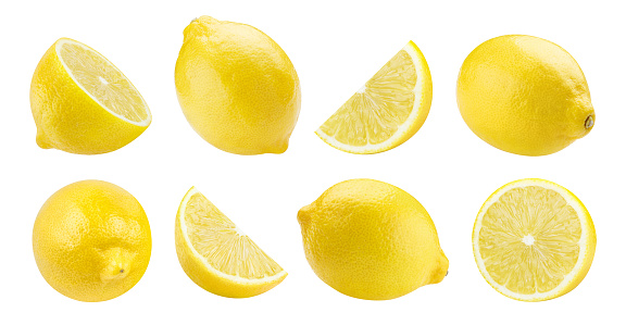 Delicious lemons collection, isolated on white background