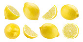 Delicious lemons collection on white