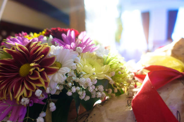 Festive bouquet of chrysanthemums