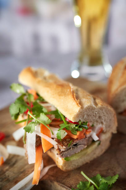istock Thai Baguette Sandwich with Beef, Carrots, Cucumber and Cilantro 1346412080
