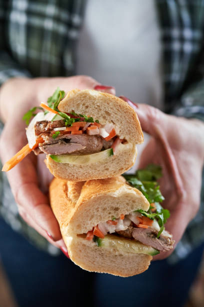 istock Thai Baguette Sandwich with Beef, Carrots, Cucumber and Cilantro 1346412096