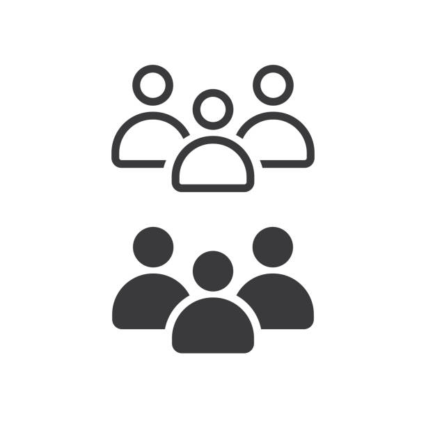 grupa osób lub grupa użytkowników lub znajomych, wektor, ikona. - teamwork stock illustrations