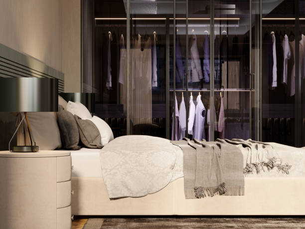 istock Bedroom with walk in closet 1346413679