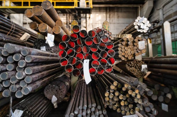 istock Bundle of hexagonal metal rods, hot rolled steel 1346414707