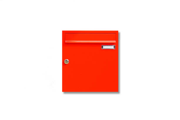 red mailbox isolated on white background - wide screen imagens e fotografias de stock