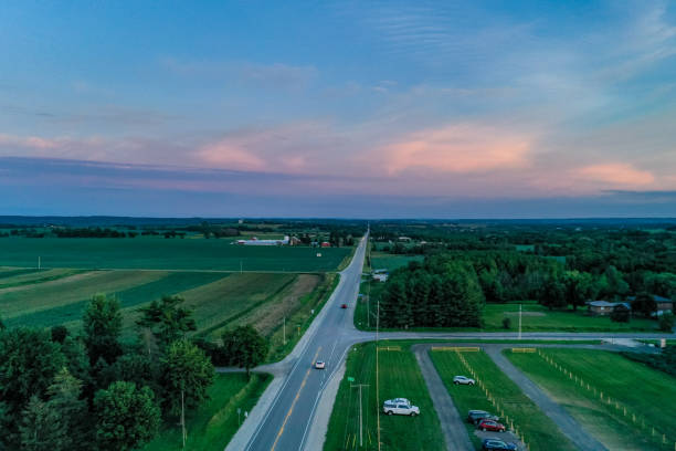 istock Farm at Highway 27 in the sunset, Cookstown, Canada 1346417363