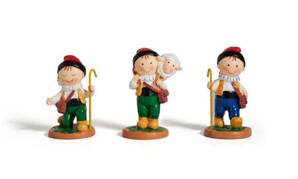 Three shepherds, figures of Bethlehem isolated from the background