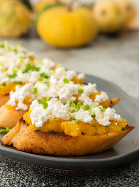 istock Croutons with pumpkin and ricotta cheese 1346420625