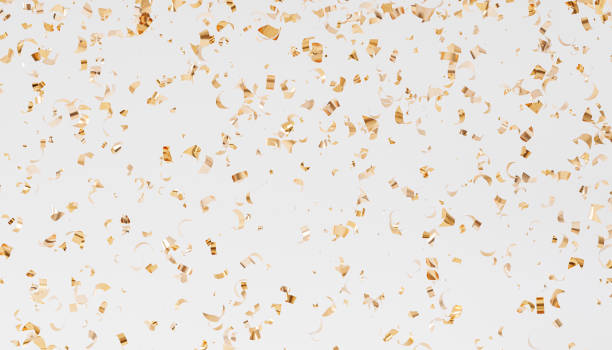 istock Party or celebration holidays background, golden confetti, 3d render 1346423646