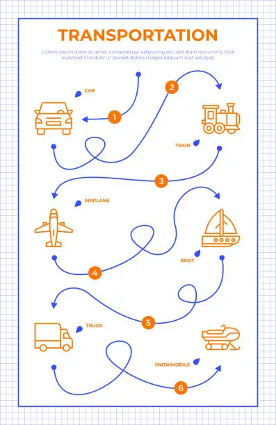 Vector illustration of Transportation Roadmap Infographic Template