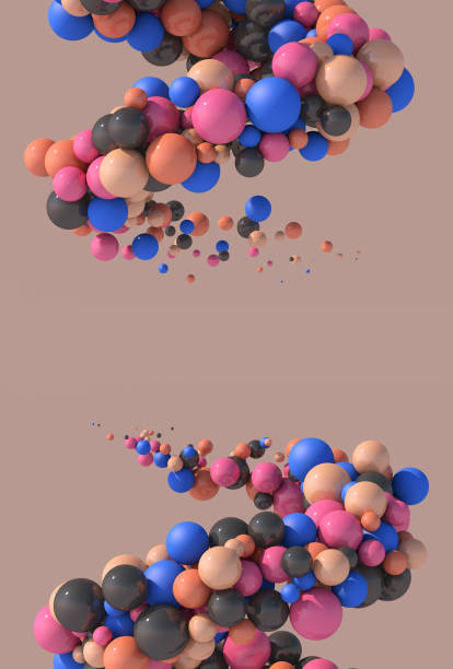 istock Spiral with colorful balls. Abstract illustration, 3d render. 1346428266