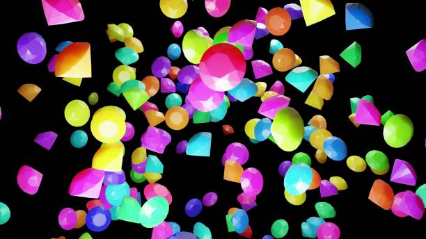 istock abstract festive background with cloud of diamonds. Multi-colored diamonds in the air. Beautiful bg. Smooth wiggling animation, 3d rendering 1346428393