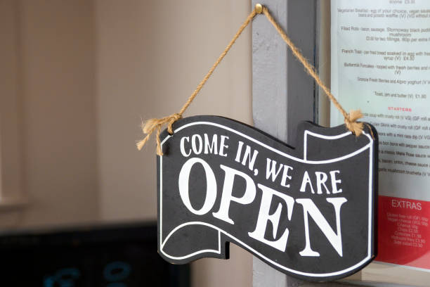 istock Open Sign on a Restaurant Door 1346431609