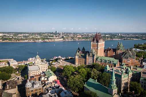 Aerial View of Quebec City in the Summer, Quebec, Canada