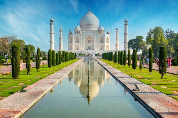 istock Taj Mahal with reflections, Agra, India 1346432804