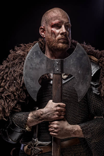 istock Bloody Viking warrior in studio shot 1346433694