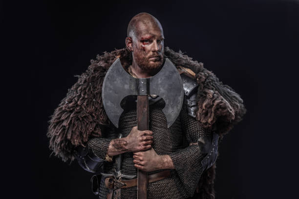 istock Bloody Viking warrior in studio shot 1346433695