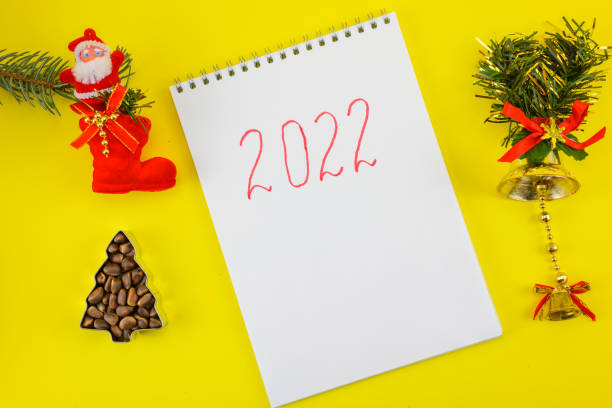 istock Notebook with 2022 on a New Year's eve background. 1346435335