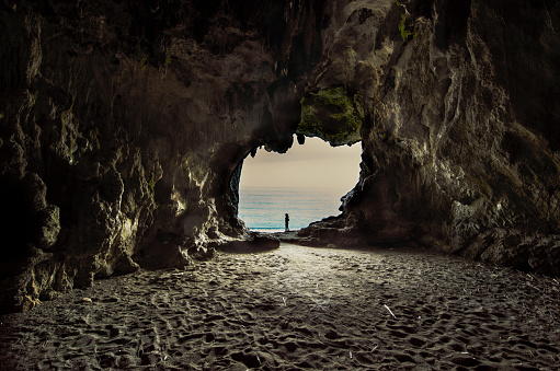 Palinuro, Campania, Italy: Cave on the beach of Molpa, near the Marinella