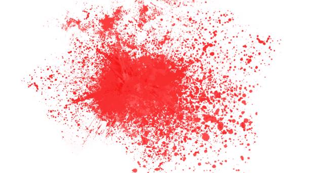 istock Blood splash of graphic material splashing on the wall 1346449614