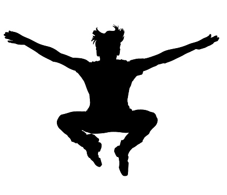 Silhouette of male dancer performing ballet jump