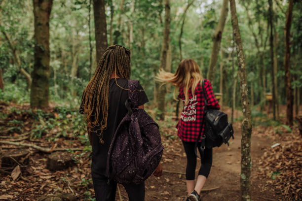 istock friends walking on a trail through the forest 1346456665