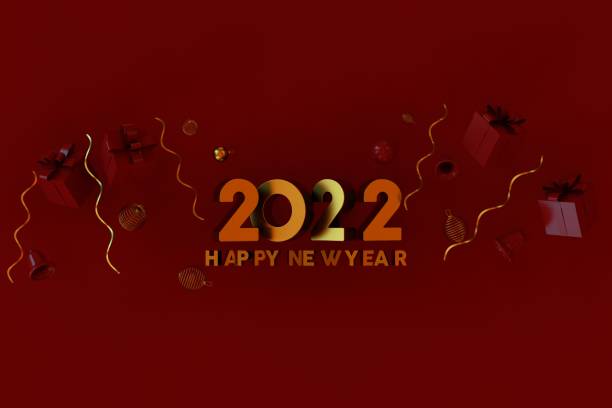 istock 2022 New Year, Minimal Christmas Concept, 3d rendering ornaments 1346458619