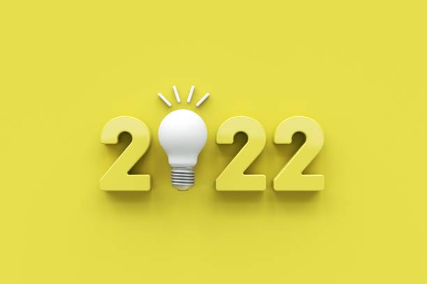 istock 2022 creativity inspiration concepts, Light bulb idea with 2022 new year on yellow background, planning ideas. 3d render. 1346458656