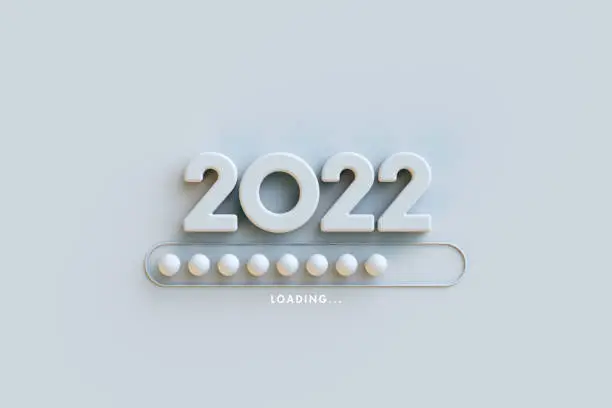 Photo of New Year 2022 greeting card with loading progress bar concept