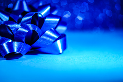 Blue gift wrap with blue bow