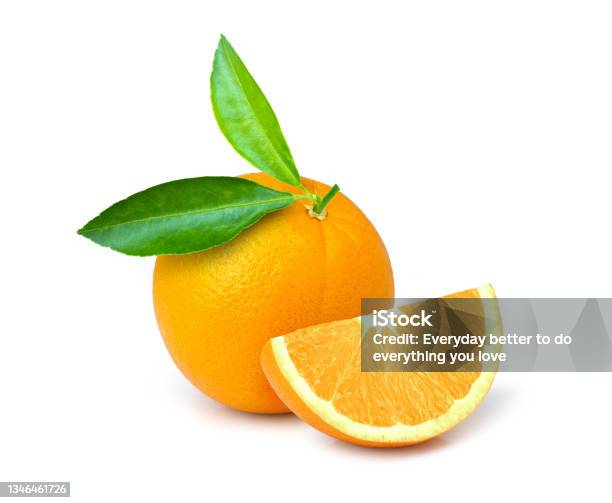 Orange Fruit With Green Leaf Isolated On White Stock Photo - Download Image Now - Tangerine, Cut Out, Fruit