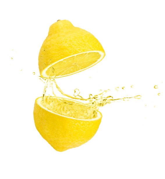 istock Lemon oil splashing  isolated on white 1346461893